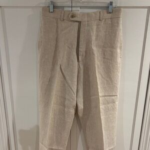 Men's Classic Linen Tan Dress Pants